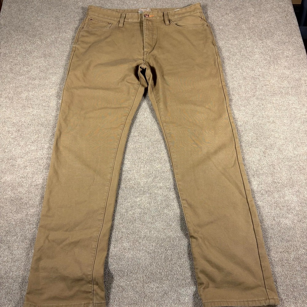 Weatherproof Vintage Jeans Men's 36x34 Khaki Fleece Lined Stretch Straight Leg
